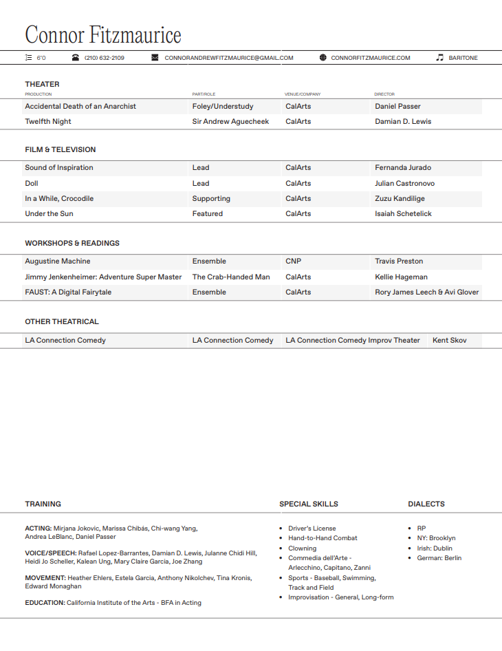 Connor Fitzmaurice - Resume